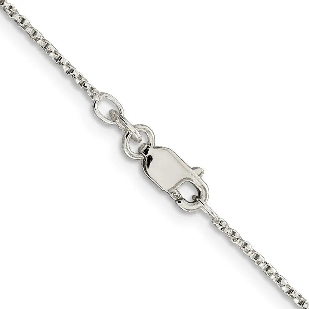 1.25mm Sterling Silver, Solid Twisted Box Chain Necklace