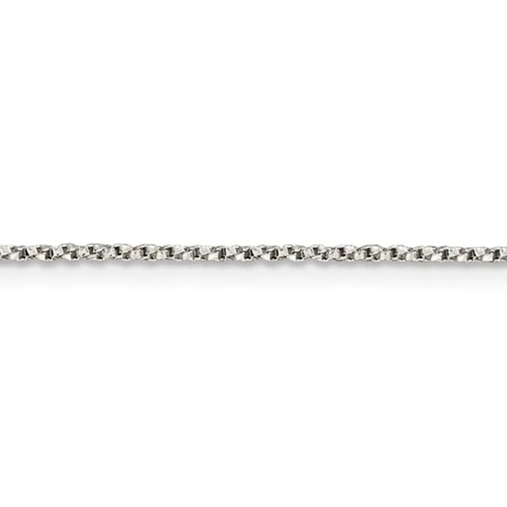 1.25mm Sterling Silver, Solid Twisted Box Chain Necklace