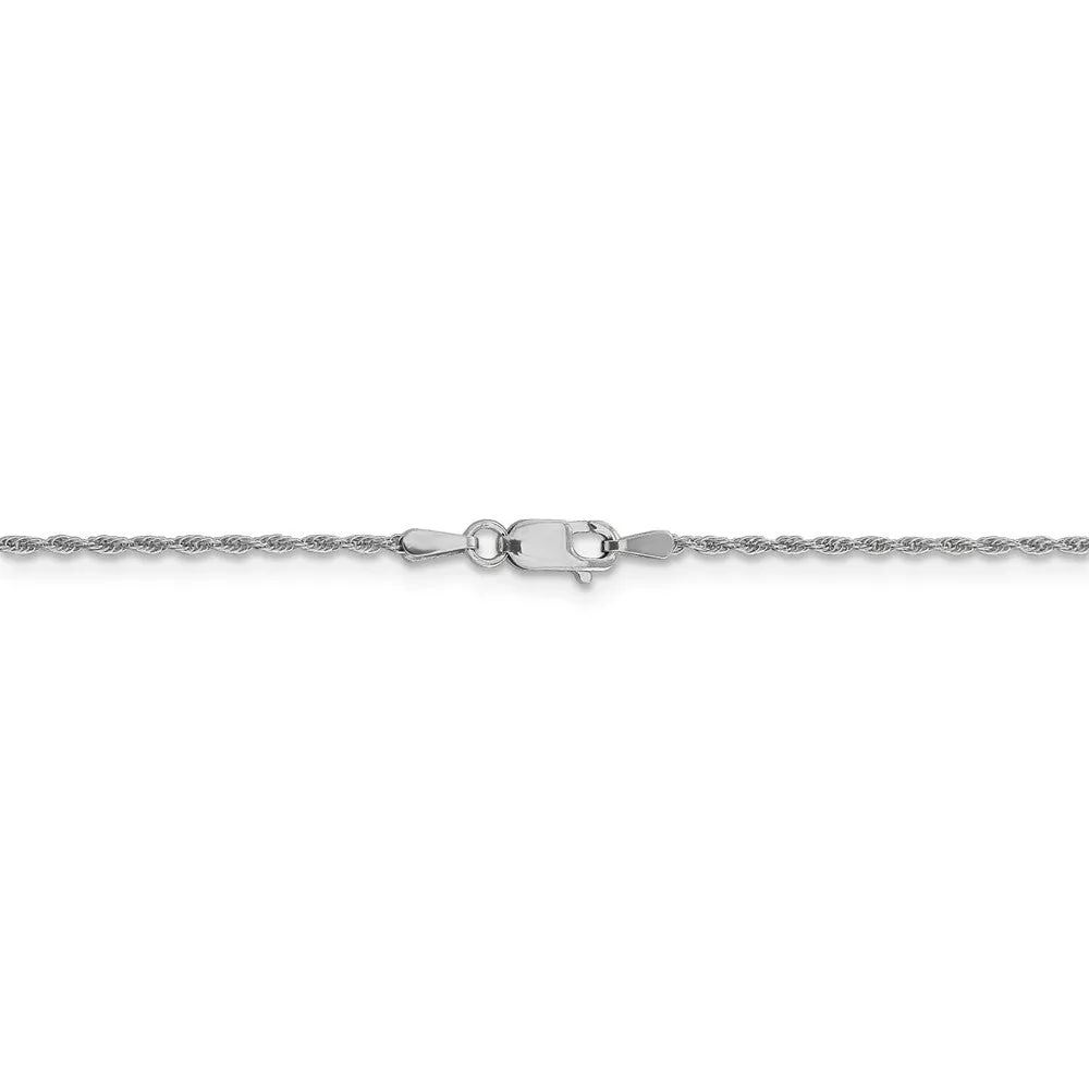 1.2mm 10k White Gold Solid Loose Rope Chain Necklace