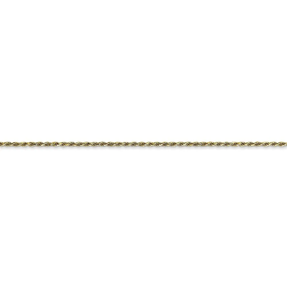 1.2mm 10k Yellow Gold Diamond Cut Solid Rope Chain Bracelet