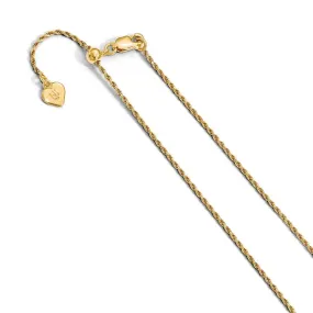 1.2mm Gold-Tone Plated Sterling Silver D/C Adj. Rope Chain Necklace