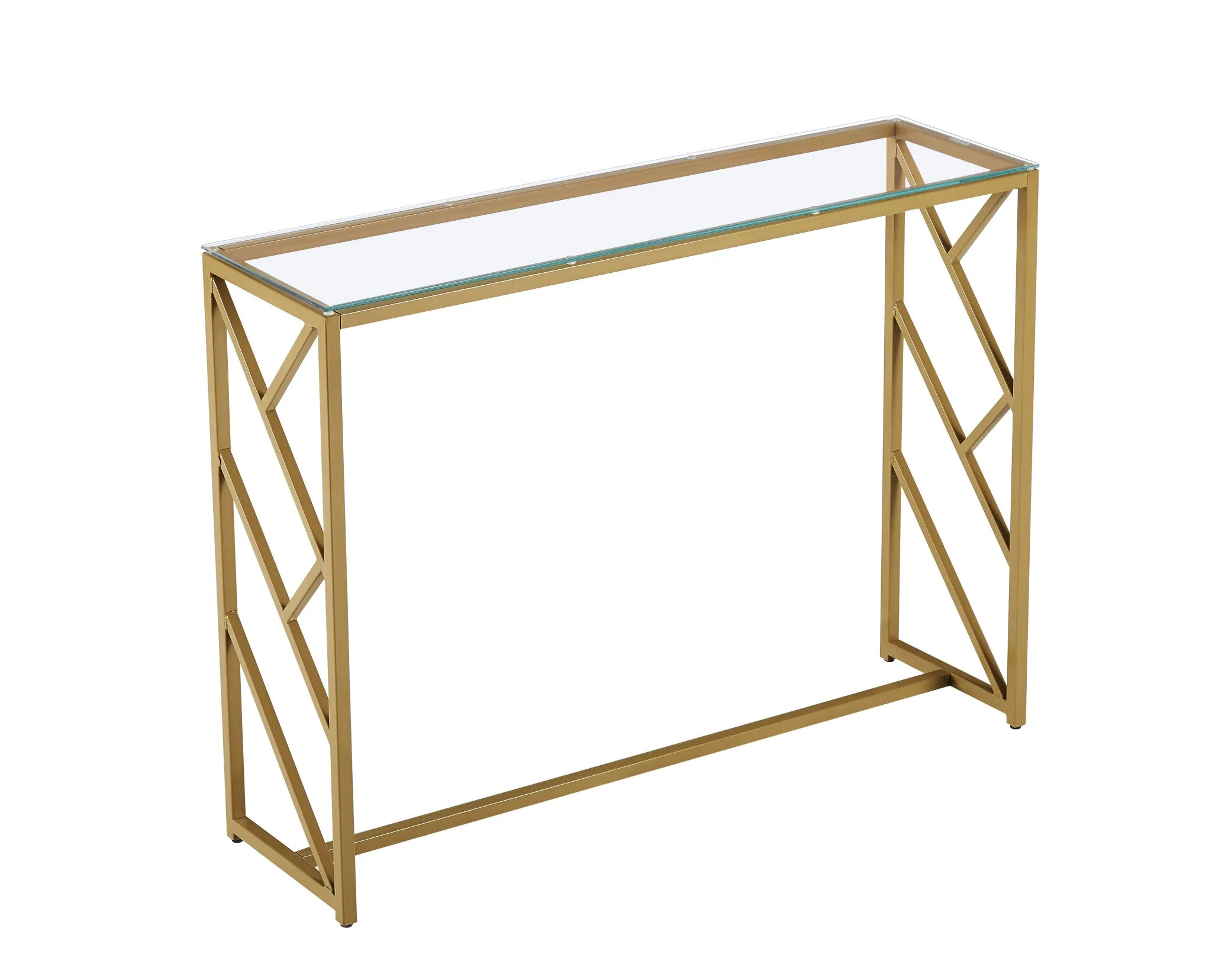 12" Clear and Gold Glass Frame Console Table By Homeroots