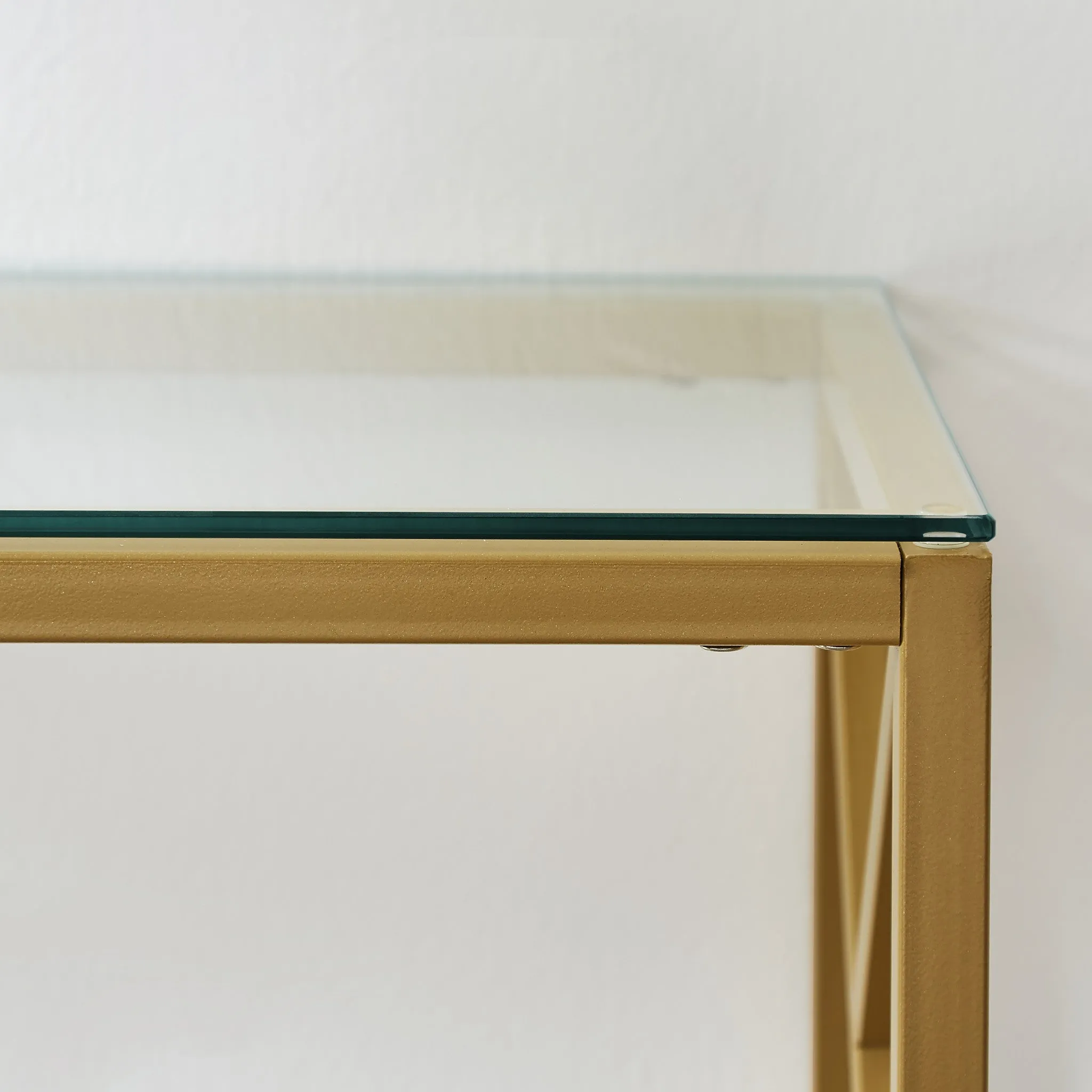 12" Clear and Gold Glass Frame Console Table By Homeroots