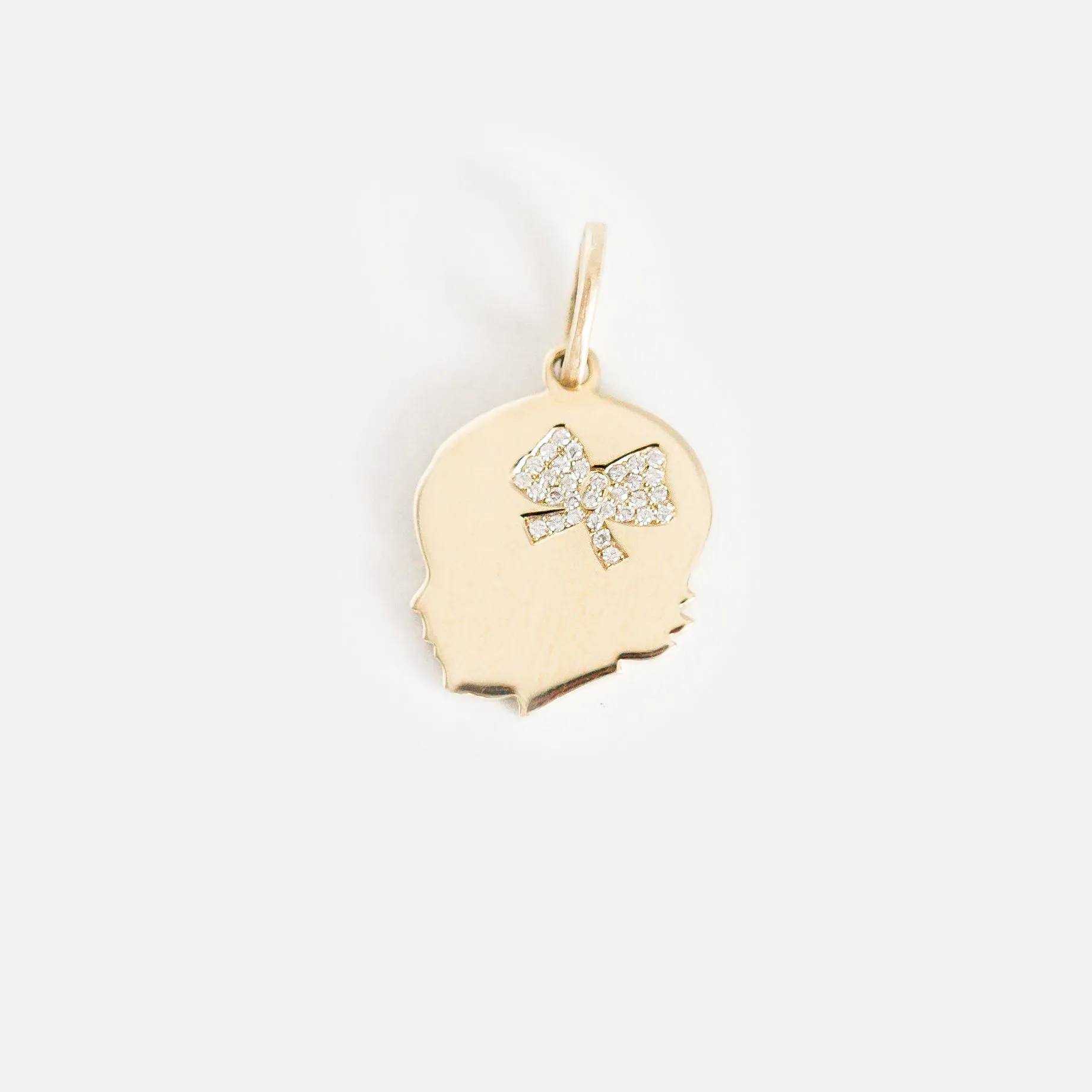 14K Gold Partial Pavé Diamond Silhouette Charm - Medium