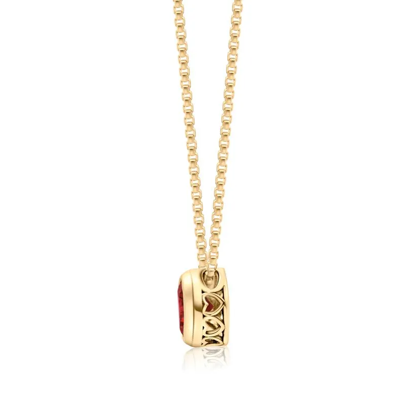 14K Gold Plated Garnet Pendant Necklace