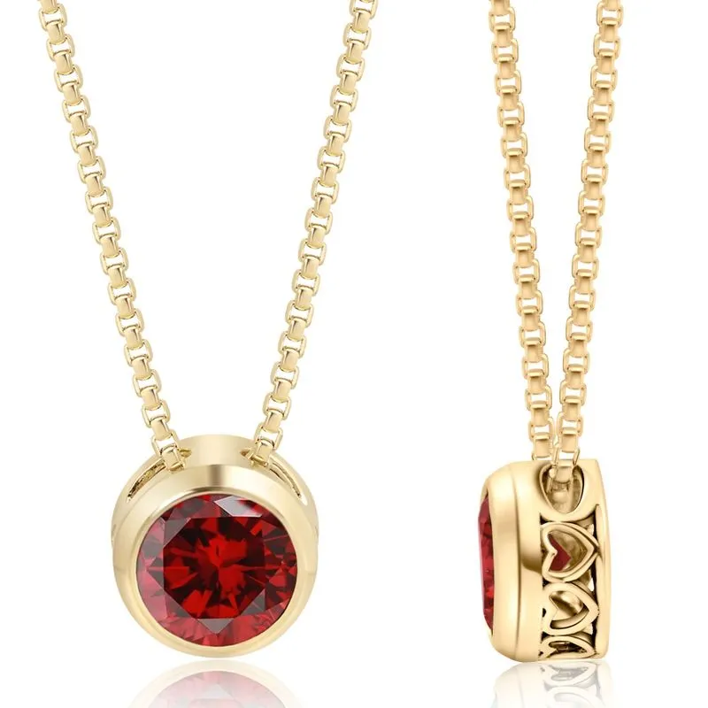 14K Gold Plated Garnet Pendant Necklace