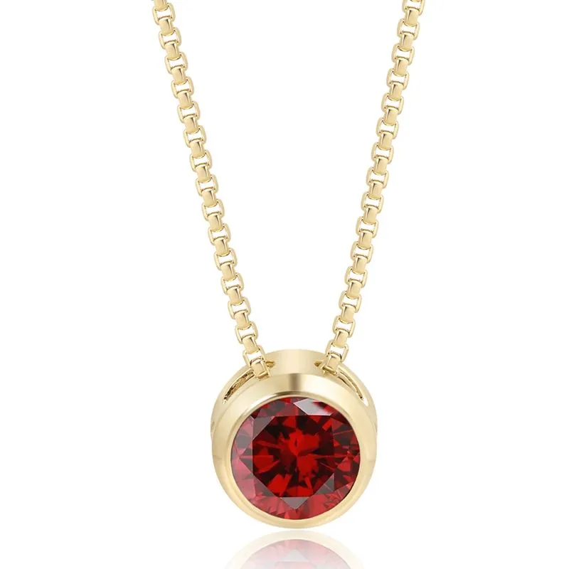 14K Gold Plated Garnet Pendant Necklace