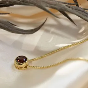 14K Gold Plated Garnet Pendant Necklace