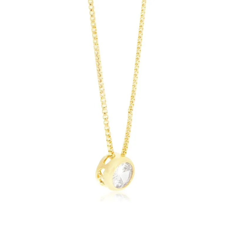 14K Gold Plated White Cz Pendant Necklace