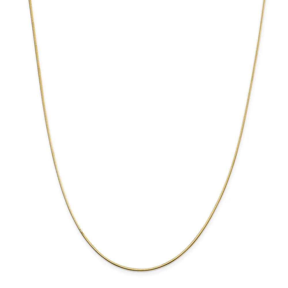 1.4mm, 14 Karat Yellow Gold, Octagonal Snake Chain - 16 inch