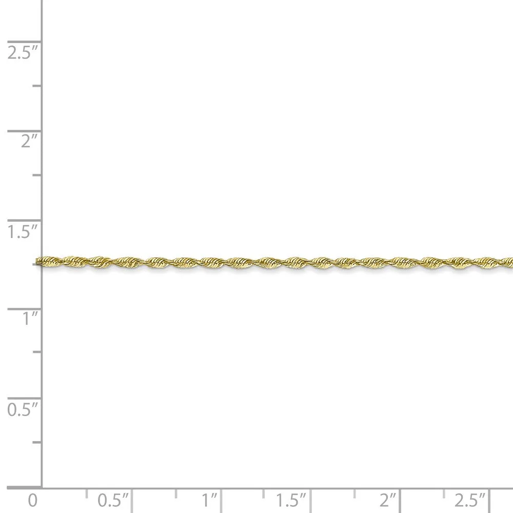 1.5mm, 10k Yellow Gold Lightweight D/C Rope Chain Bracelet