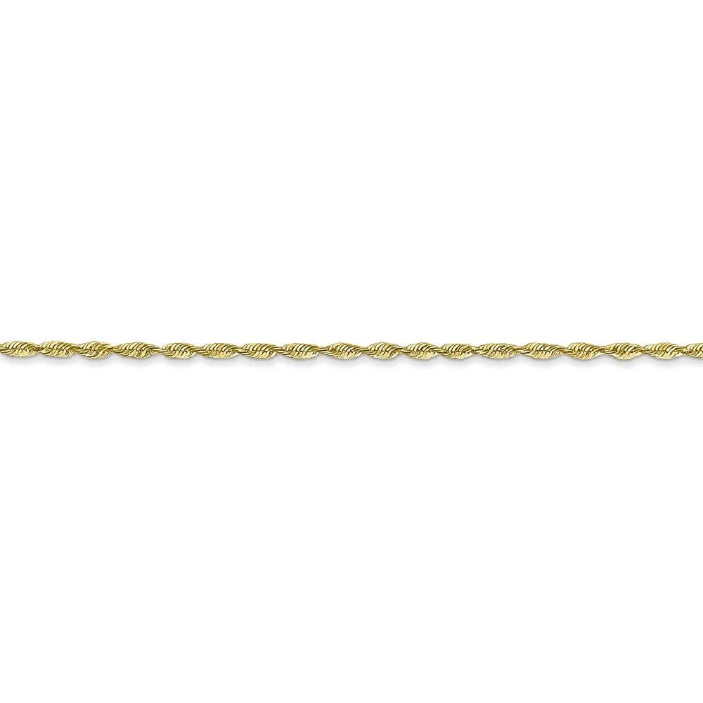 1.5mm, 10k Yellow Gold Lightweight D/C Rope Chain Bracelet