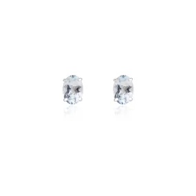 18K White Gold Aquamarine Studs