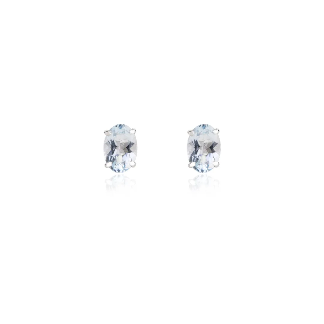 18K White Gold Aquamarine Studs