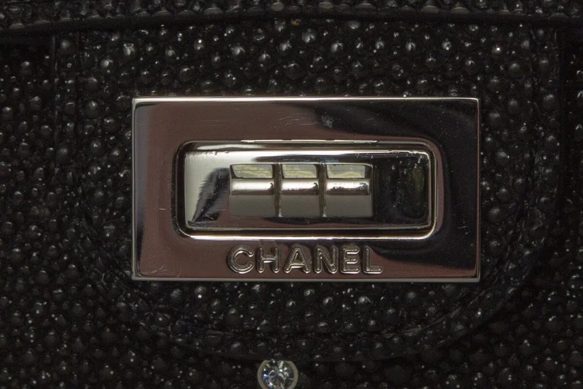 2012 Black Rare Chanel Stingray Strass Galuchat Reissue Bag