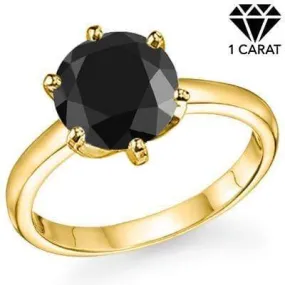 3 CARAT BLACK DIAMOND SOLITAIRE 10KT SOLID GOLD ENGAGEMENT RING