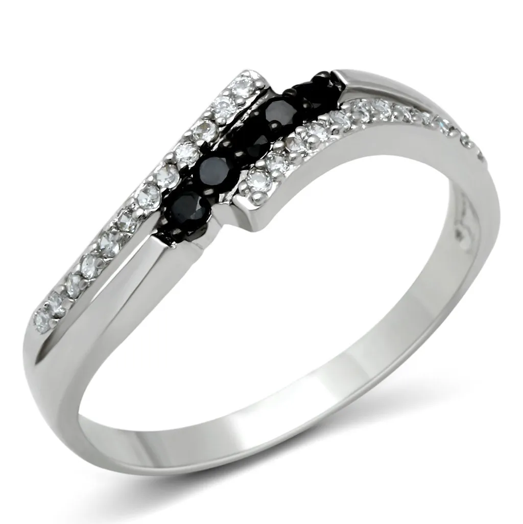 3W122 Rhodium   Ruthenium Brass Ring with AAA