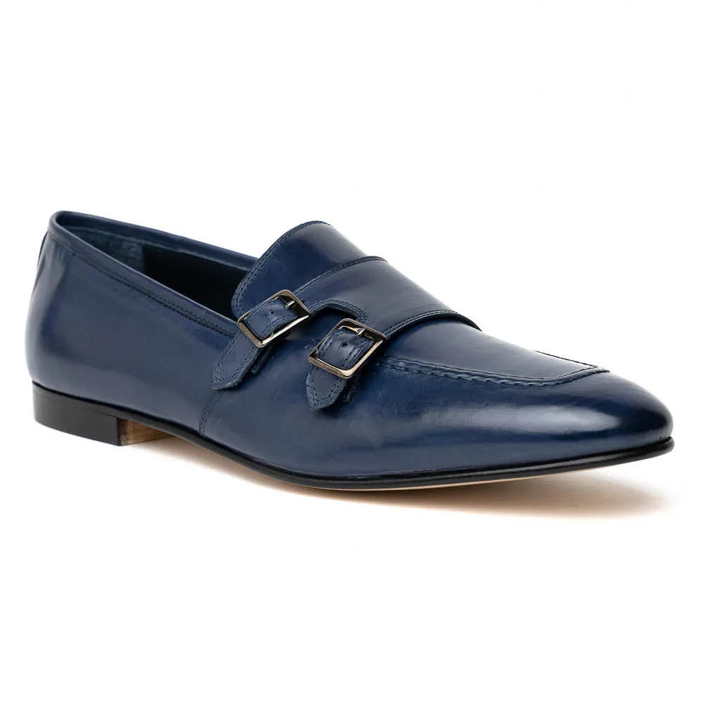 55-510-NVY GATTO Italian Calfskin Monkstrap, Navy