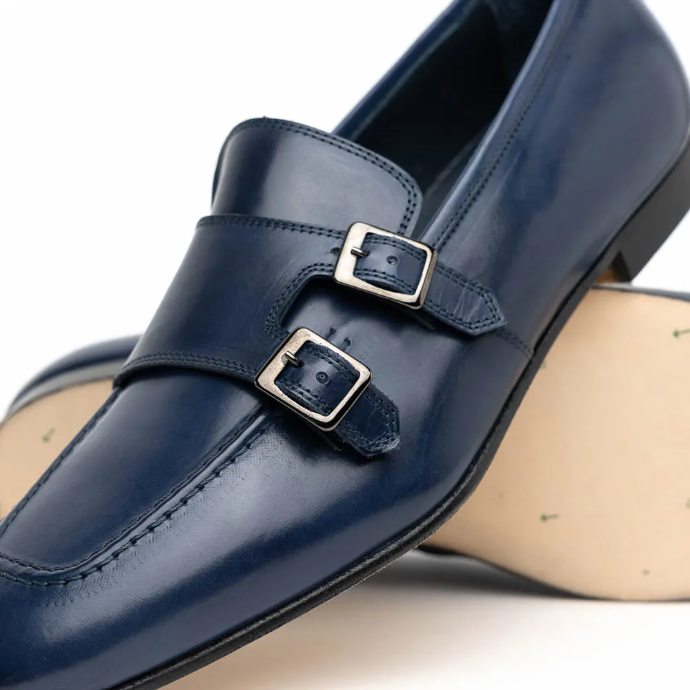 55-510-NVY GATTO Italian Calfskin Monkstrap, Navy