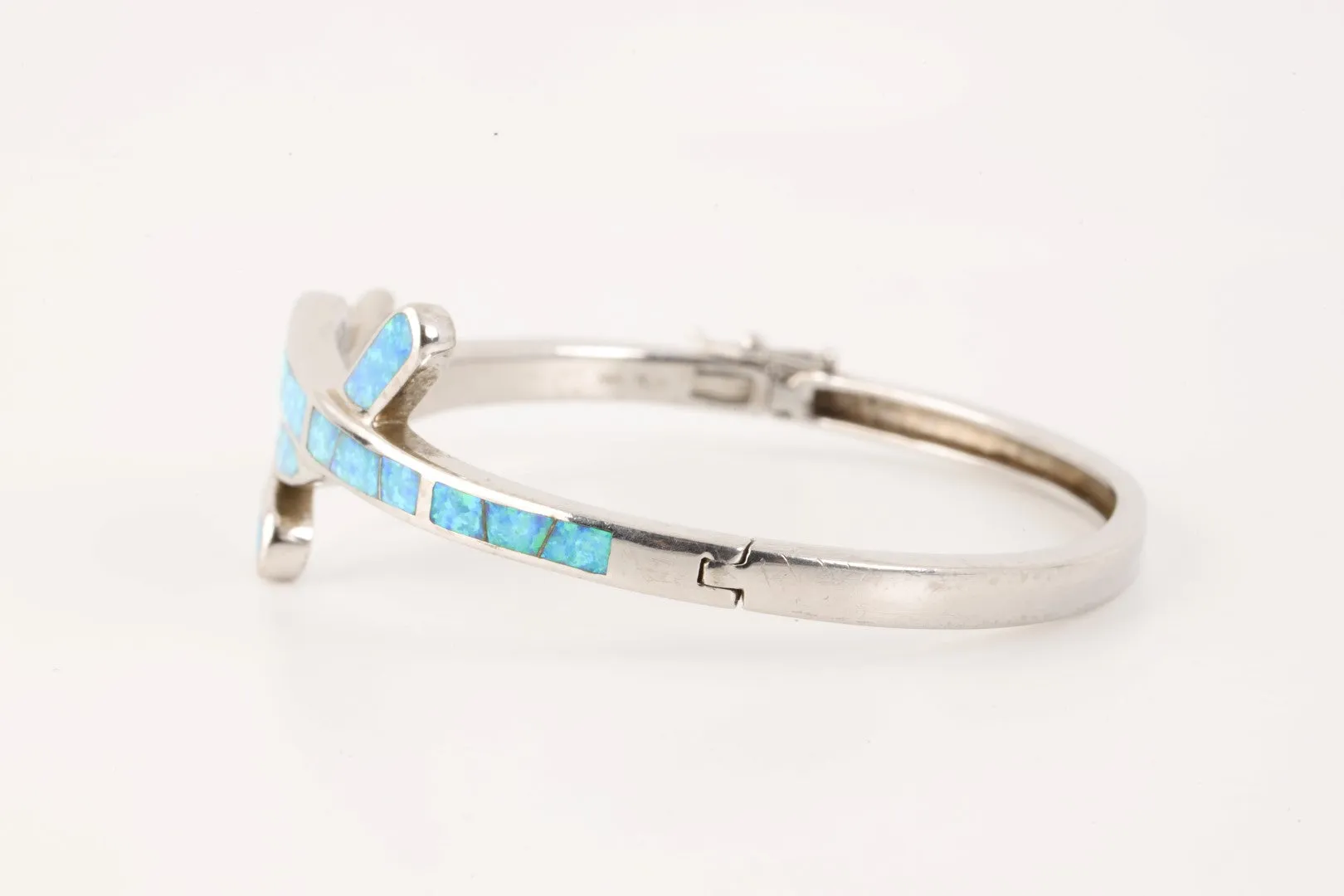 6.5" 925 Silver Blue Opal Inlay Cuff Bracelet (15.97g.)