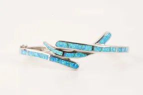 6.5" 925 Silver Blue Opal Inlay Cuff Bracelet (15.97g.)