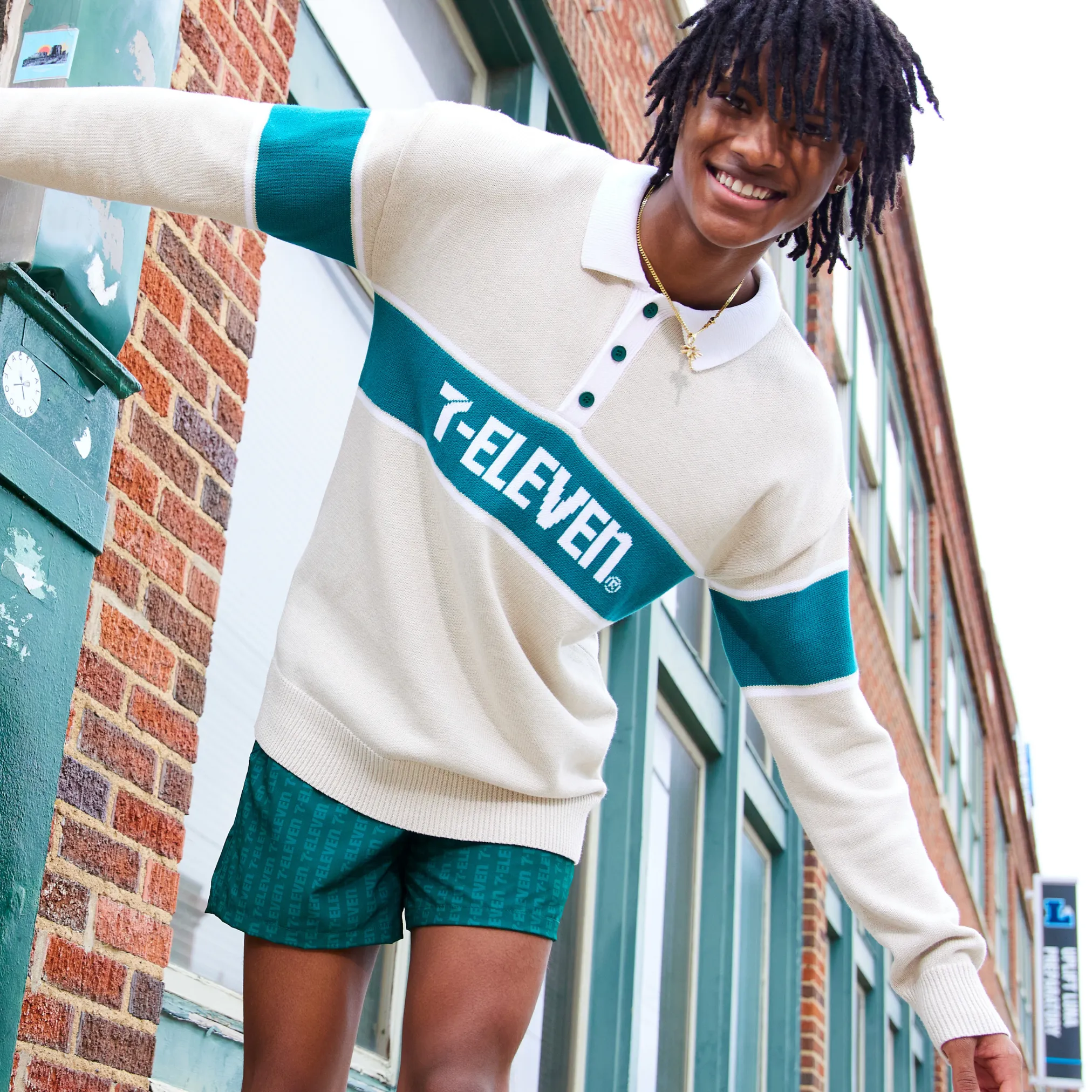 7-Eleven® Knitted Long Sleeve Polo