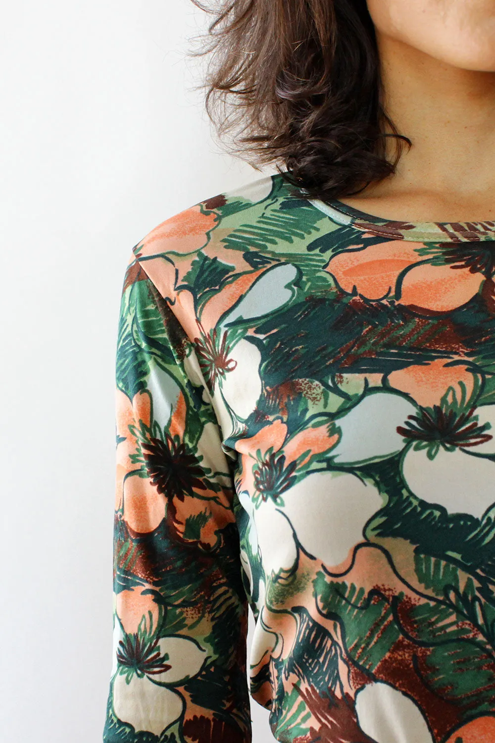 70s Botanical Knit Top M