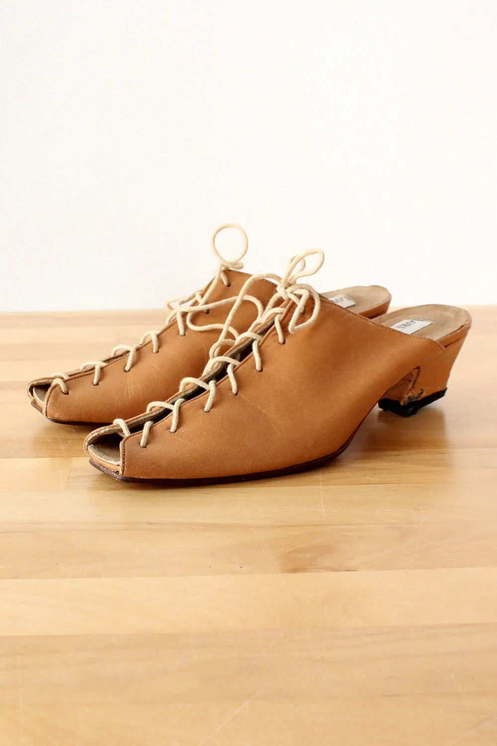 Acorn Leather Lace-up Mules 6