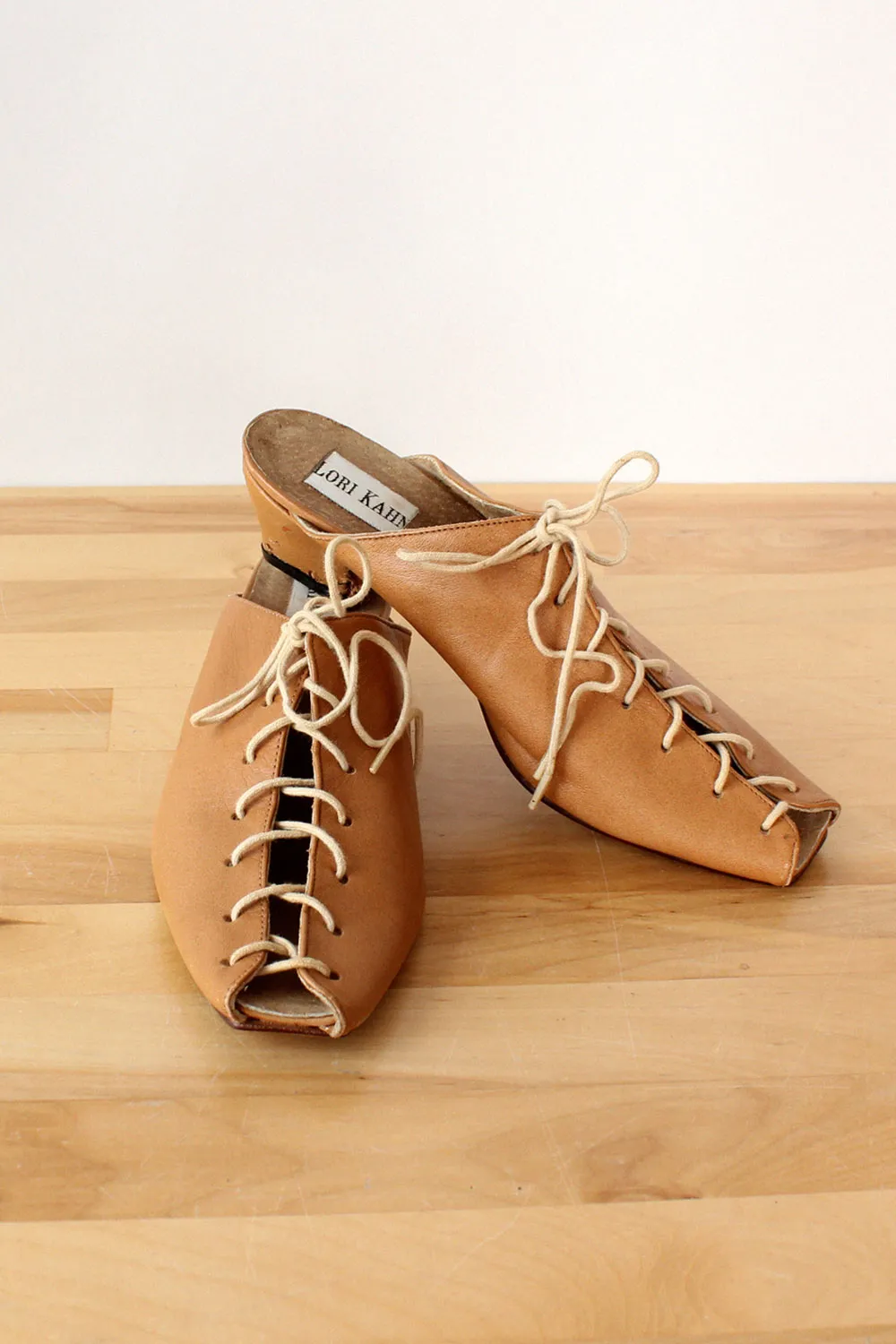 Acorn Leather Lace-up Mules 6