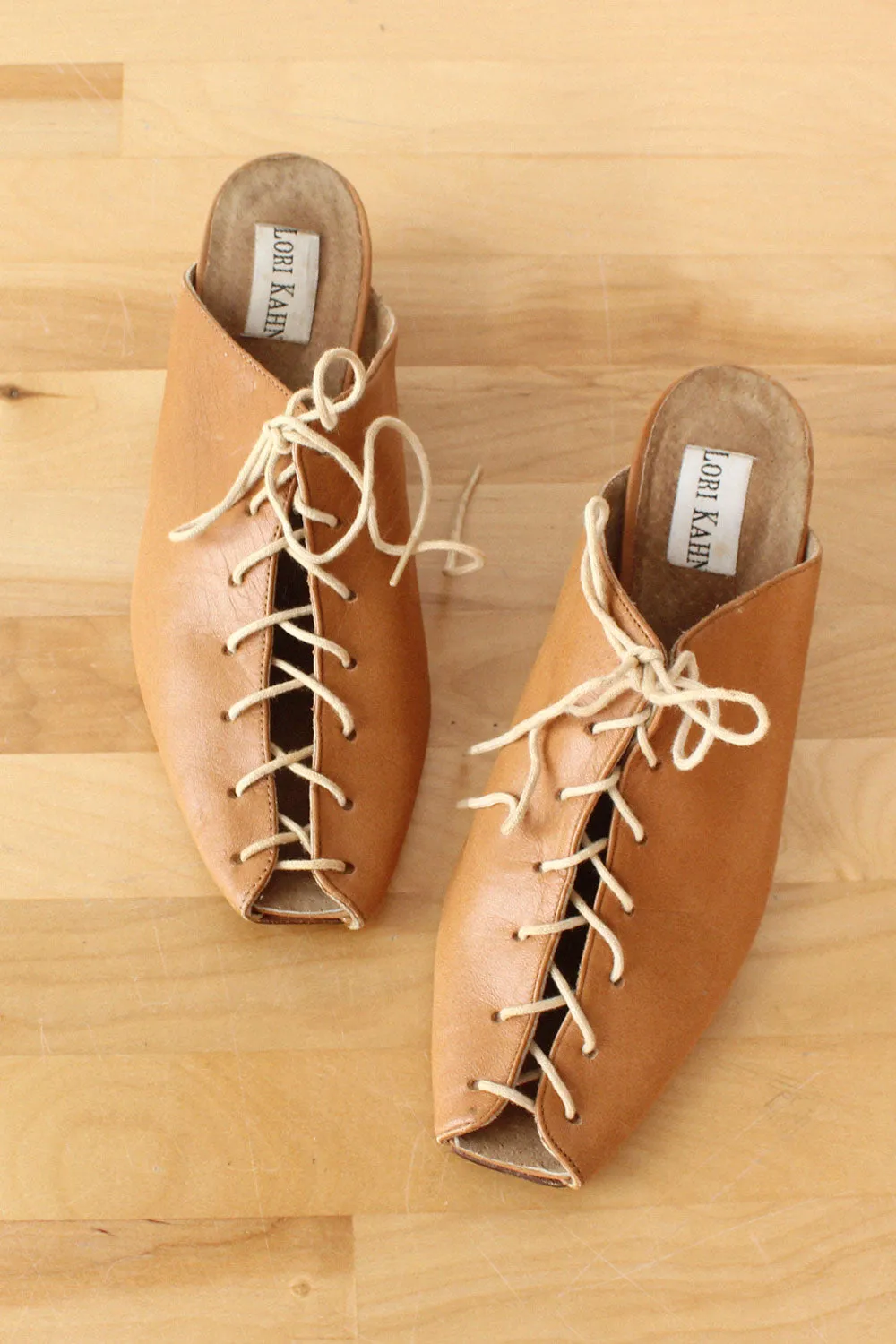 Acorn Leather Lace-up Mules 6