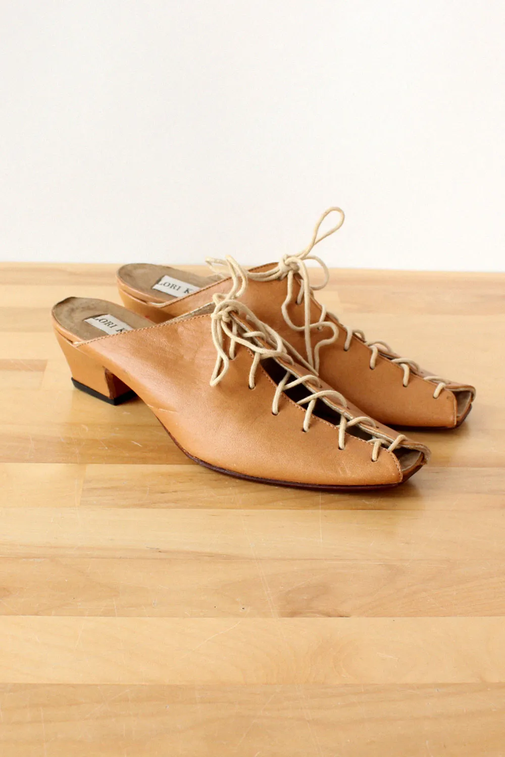 Acorn Leather Lace-up Mules 6