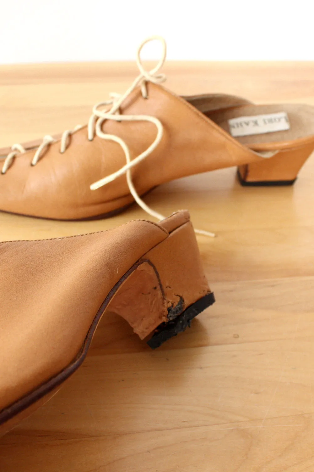 Acorn Leather Lace-up Mules 6