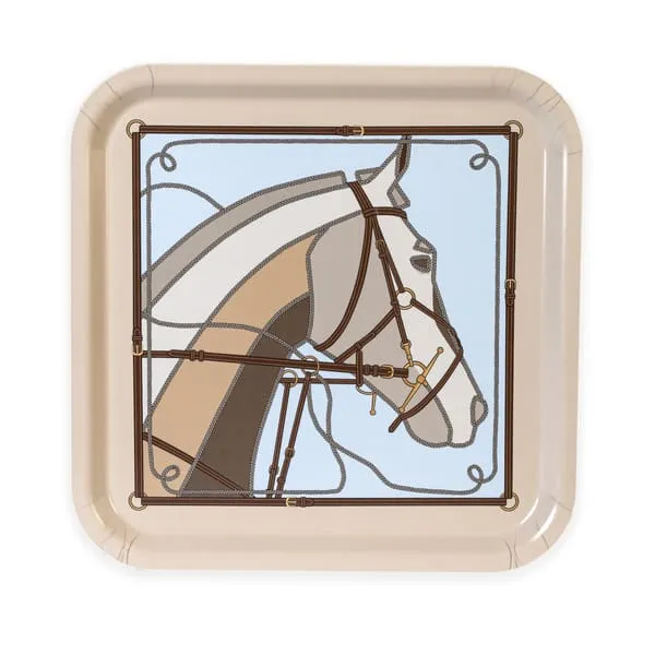 Adamsbro Wooden Tray Horse Light Blue 32 cm x 32 cm