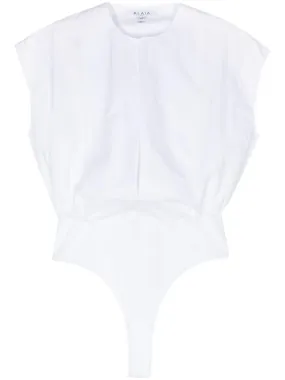 ALAIA White Cotton Ribbing Women's Body Top for SS24