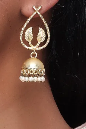 Alloy Jhumka Dangling Earrings in Gold