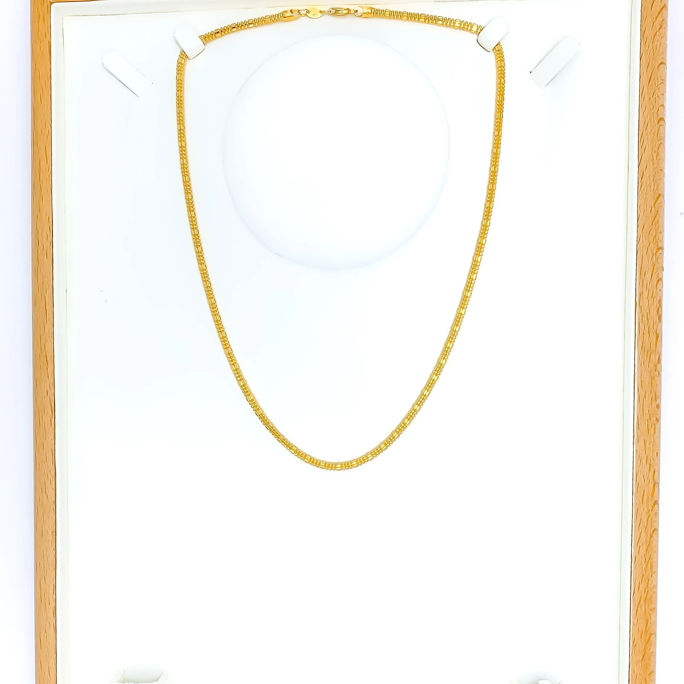 Alternating Hollow 22k Gold Bead Chain - 20"