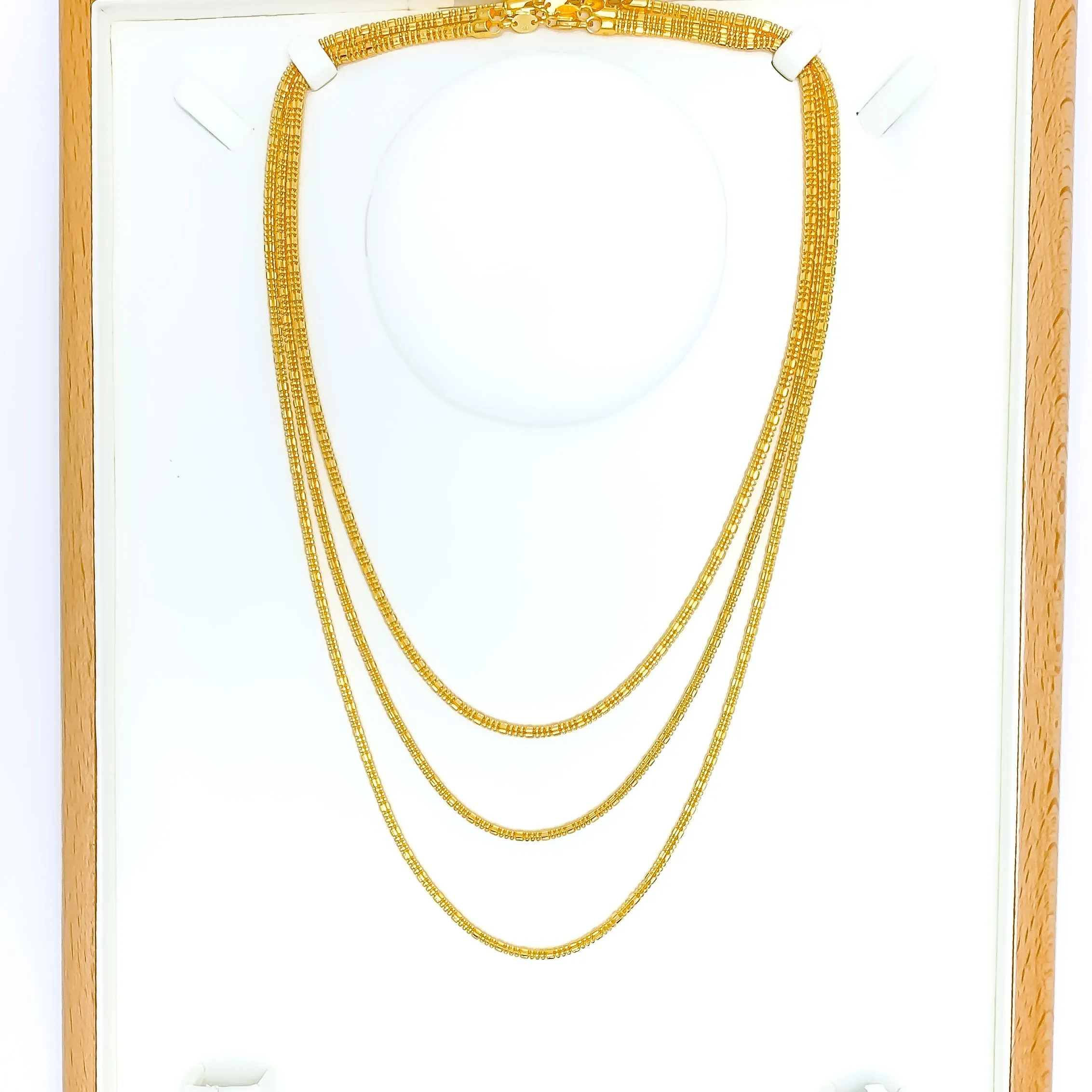 Alternating Hollow 22k Gold Bead Chain - 20"