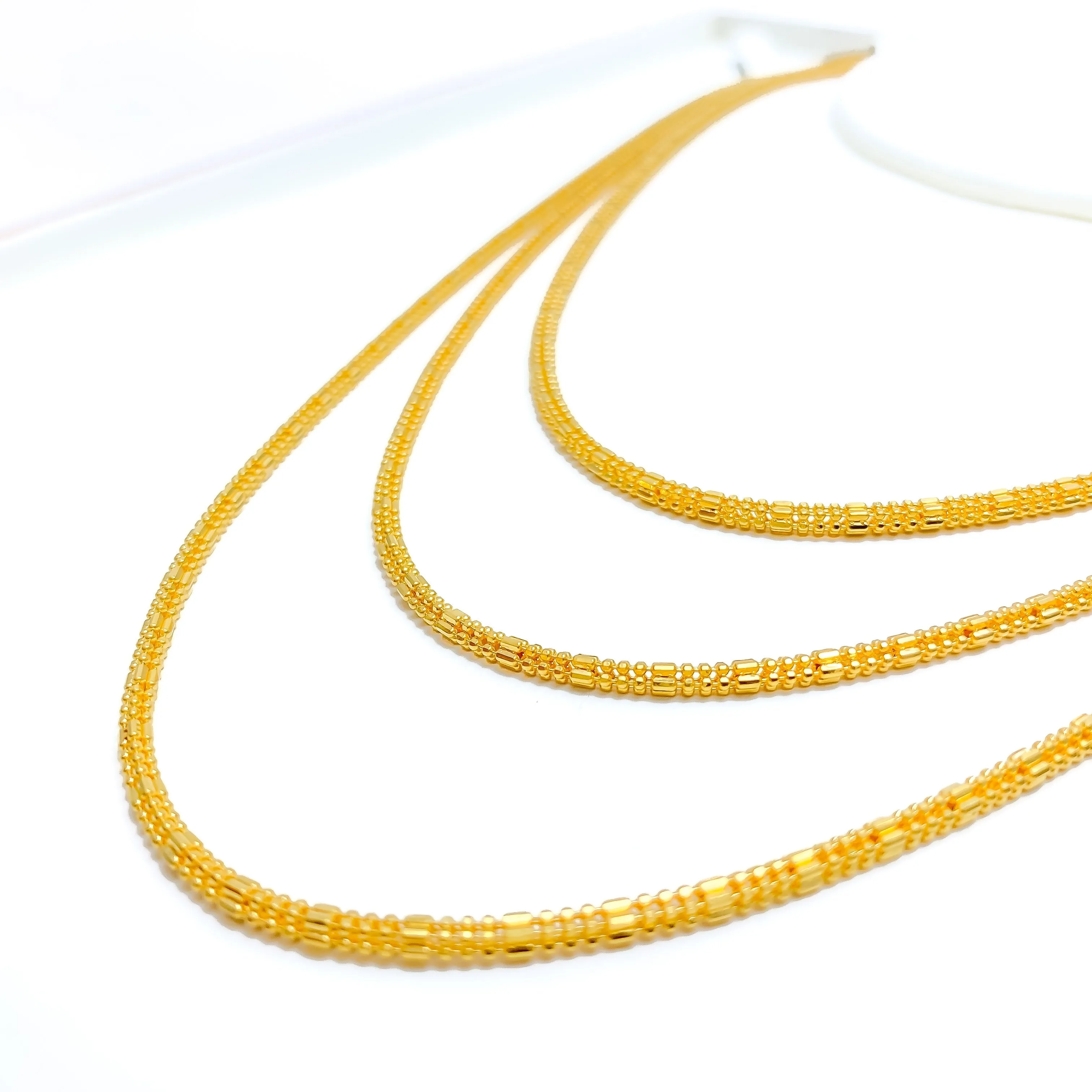 Alternating Hollow 22k Gold Bead Chain - 20"