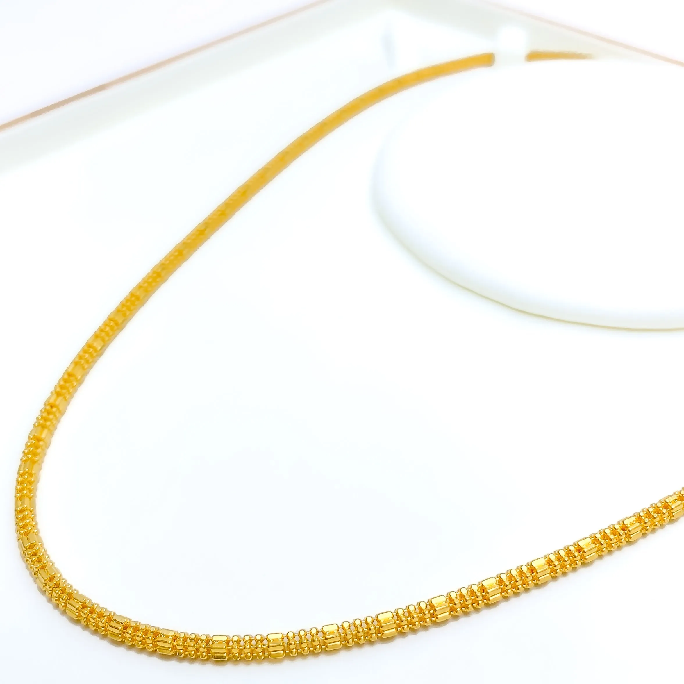 Alternating Hollow 22k Gold Bead Chain - 20"