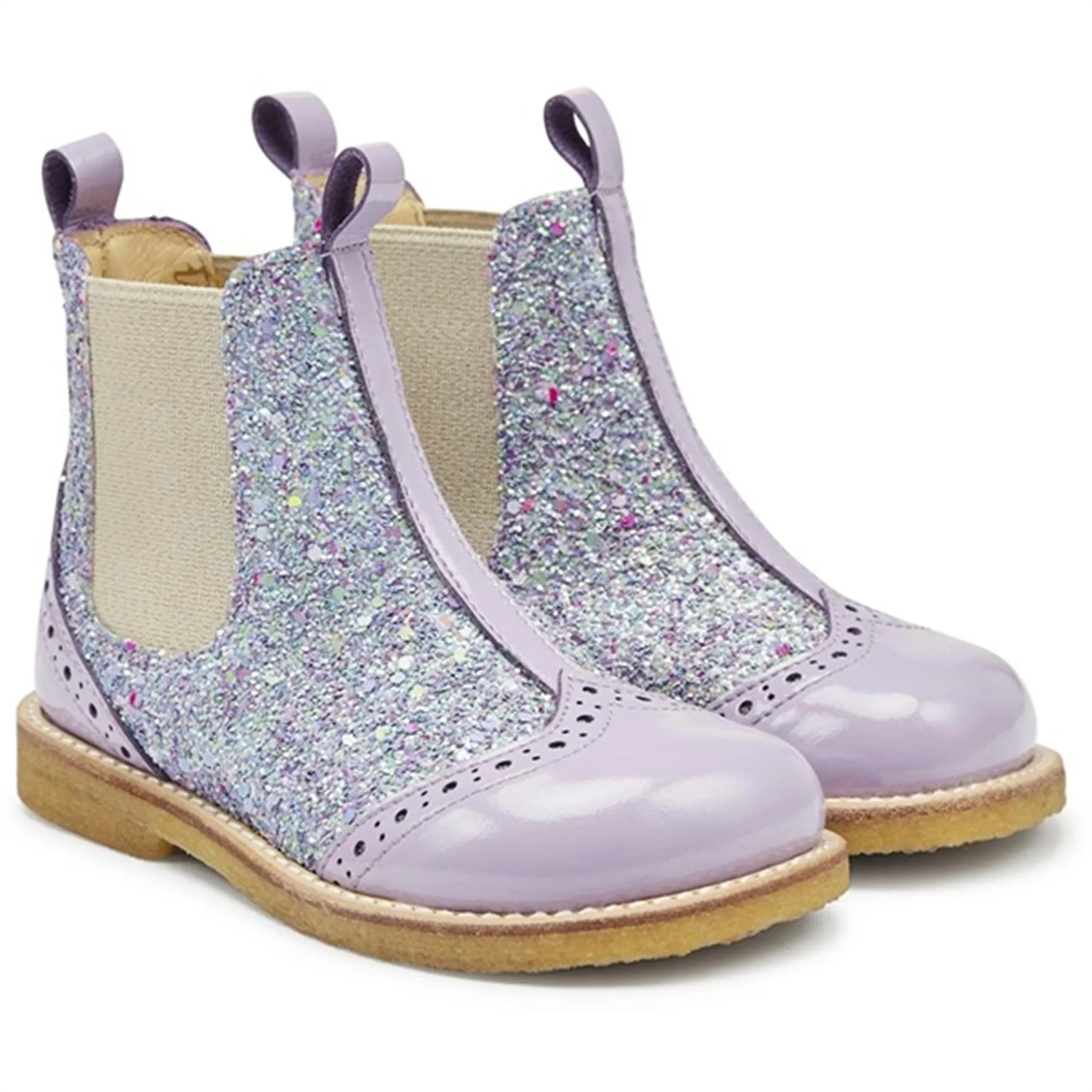 Angulus Chelsea Støvle Lilac/Congetti Glitter/Beige Elastic