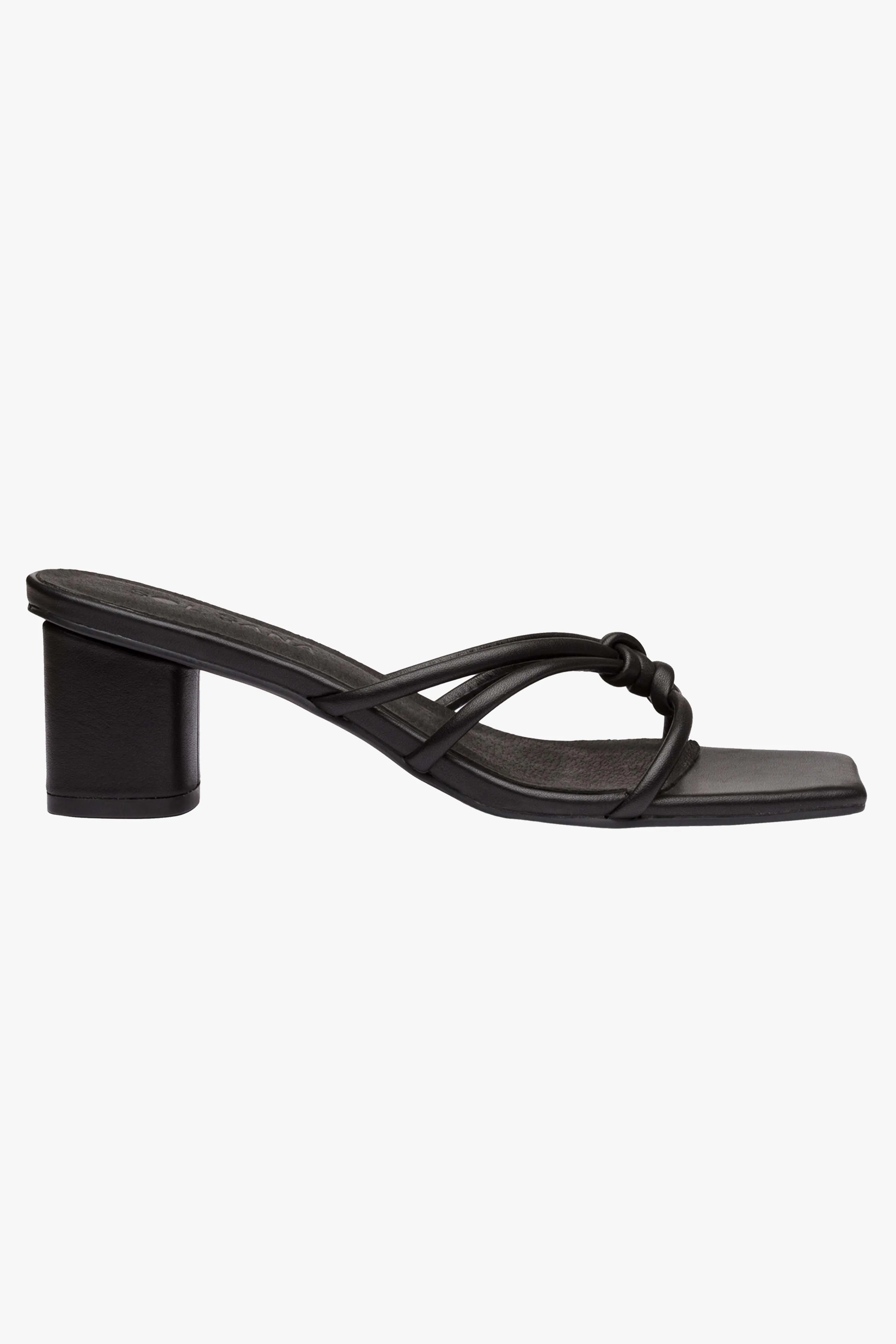 Anise Strappy Black Leather Mule