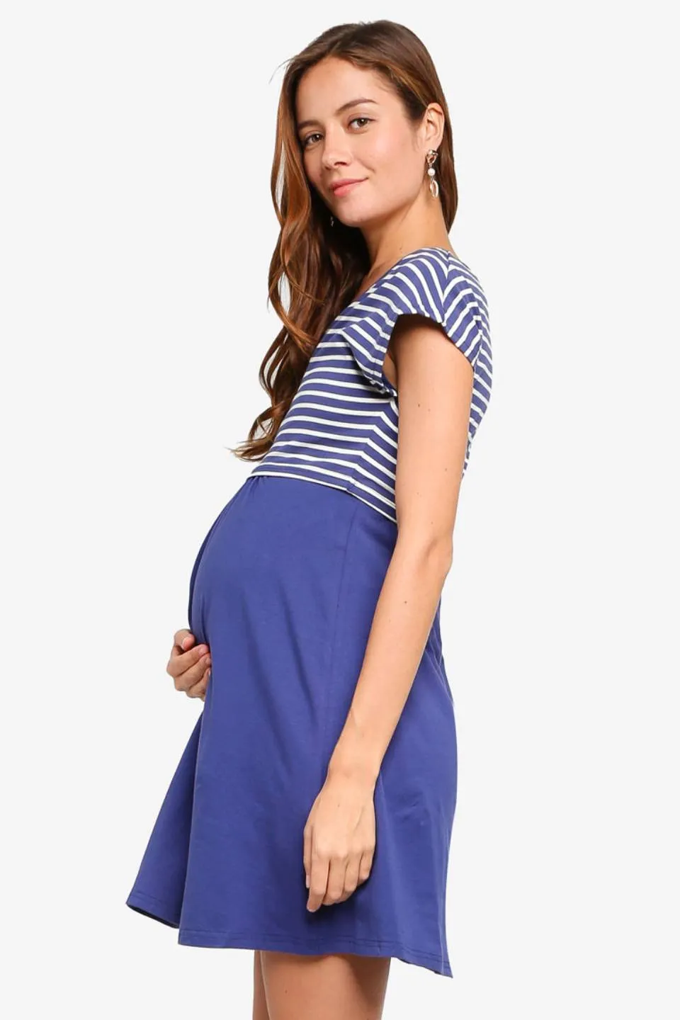 Anisha Navy Stripe Nursing Dress