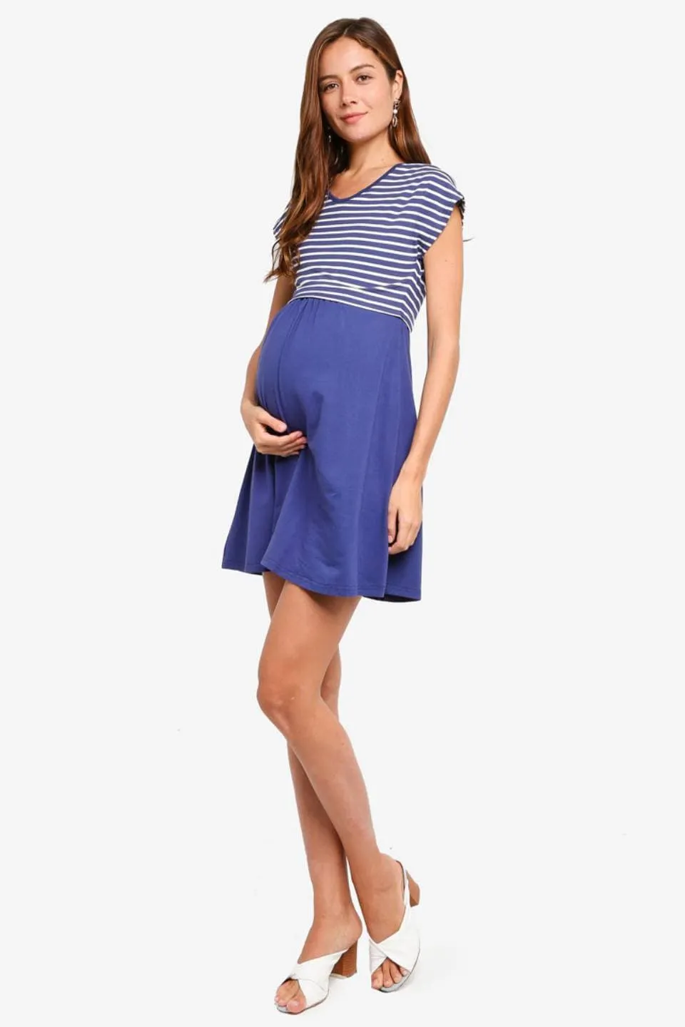 Anisha Navy Stripe Nursing Dress