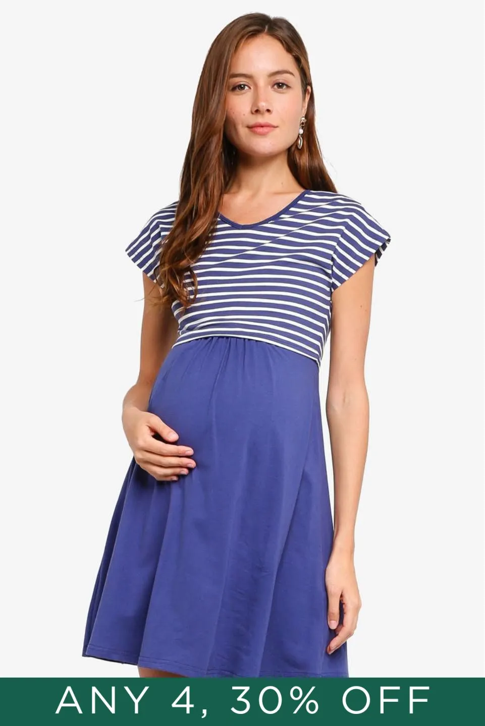 Anisha Navy Stripe Nursing Dress