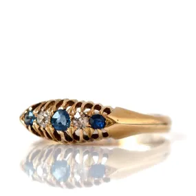 Antique 1913 18ct Gold Sapphire Diamond Ring