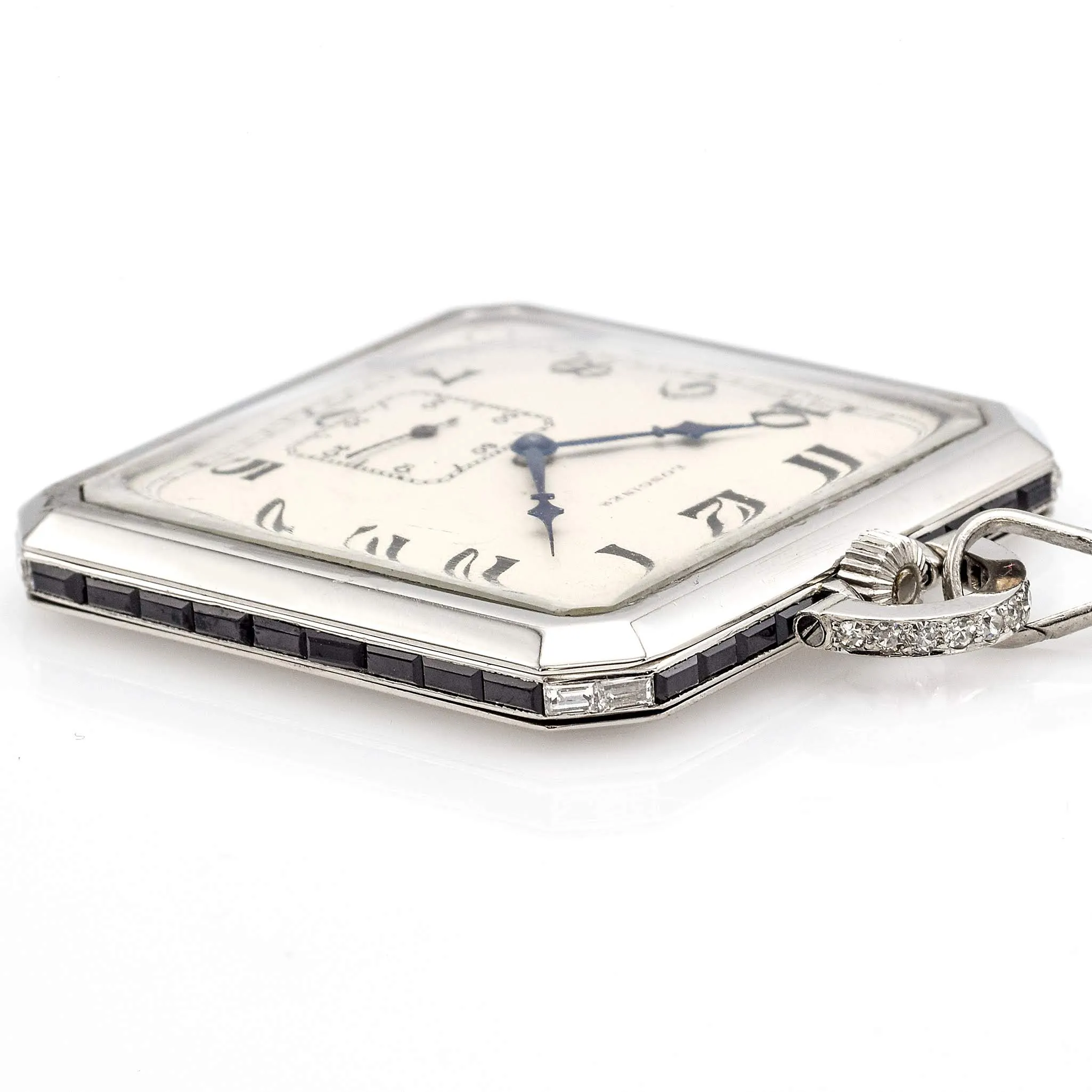 Antique Platinum Longines Pocket Watch With Platinum Chain