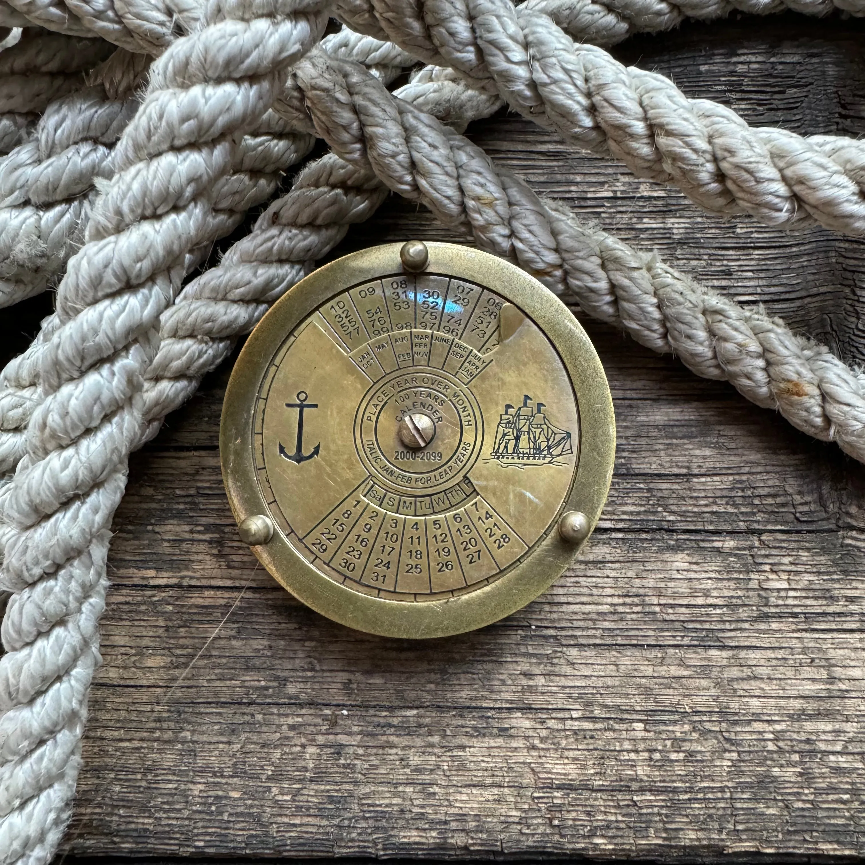 Antiqued Solid Brass Compass