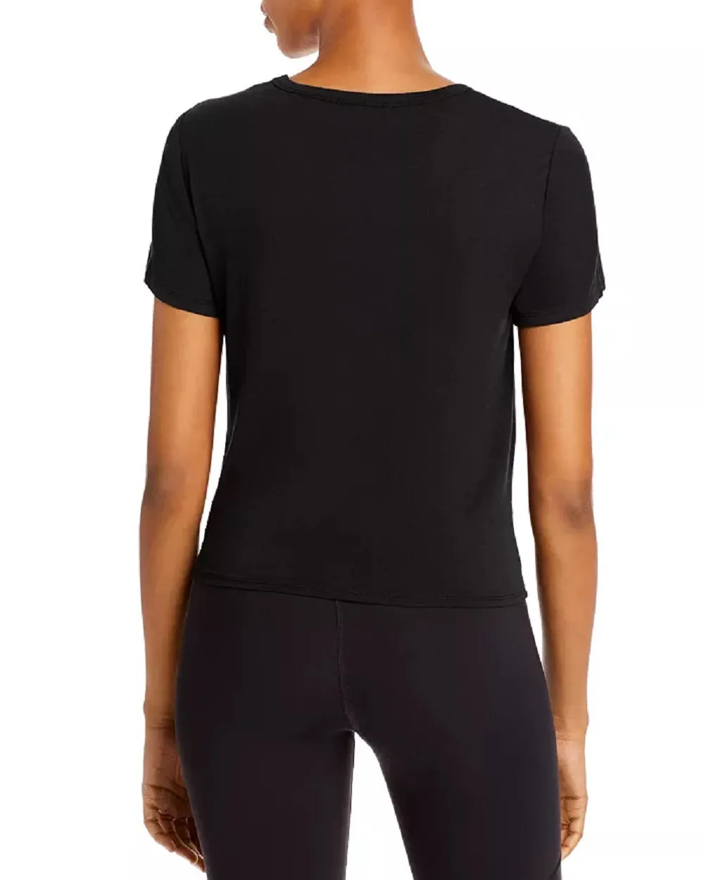 AQUA Women's Crew-Neck Athletic Twisted Active Tee, Black, M