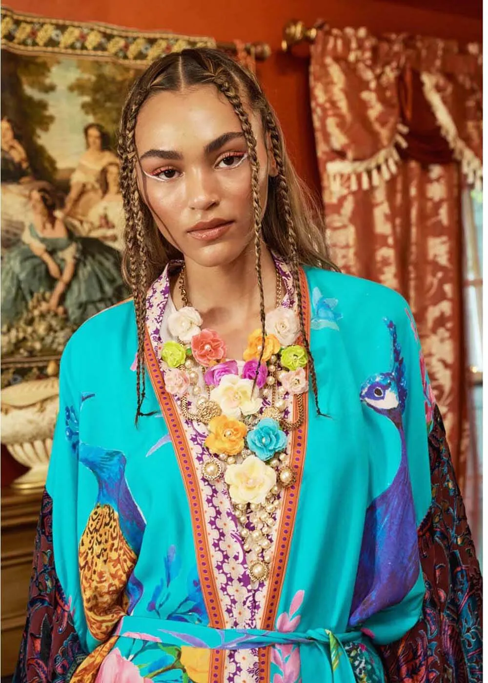 Aratta Peacock Kimono Aqua Blue