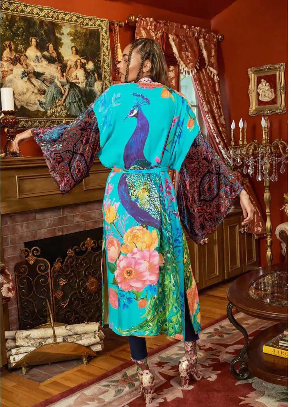 Aratta Peacock Kimono Aqua Blue